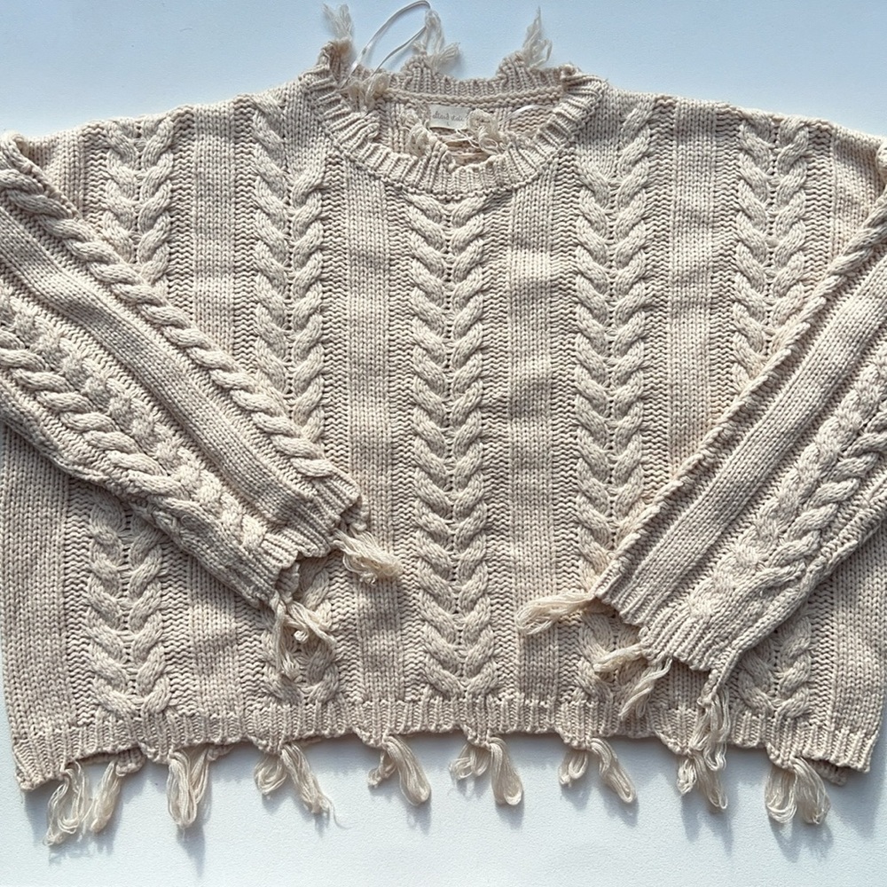Altar'd State Cream Cable Knit Sweater - Picture 4 of 12